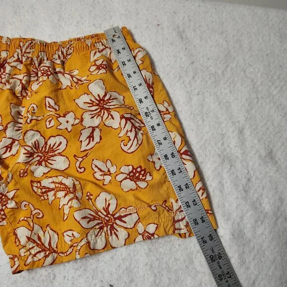 VINTAGE Patagonia Baggies Womens Orange Yellow Hibiscus Floral Print Swim Trunks - Picture 8 of 13